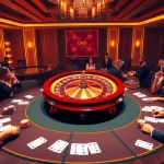 Enjoying thrilling gameplay at CM88 with a vibrant roulette wheel and poker tables.