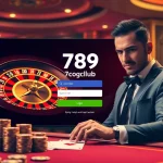 Experience the thrill of đăng nhập 789club with a vibrant casino scene featuring a roulette wheel and poker cards.