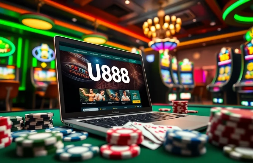 Exciting online gambling scene showcasing U888 platform and casino elements.