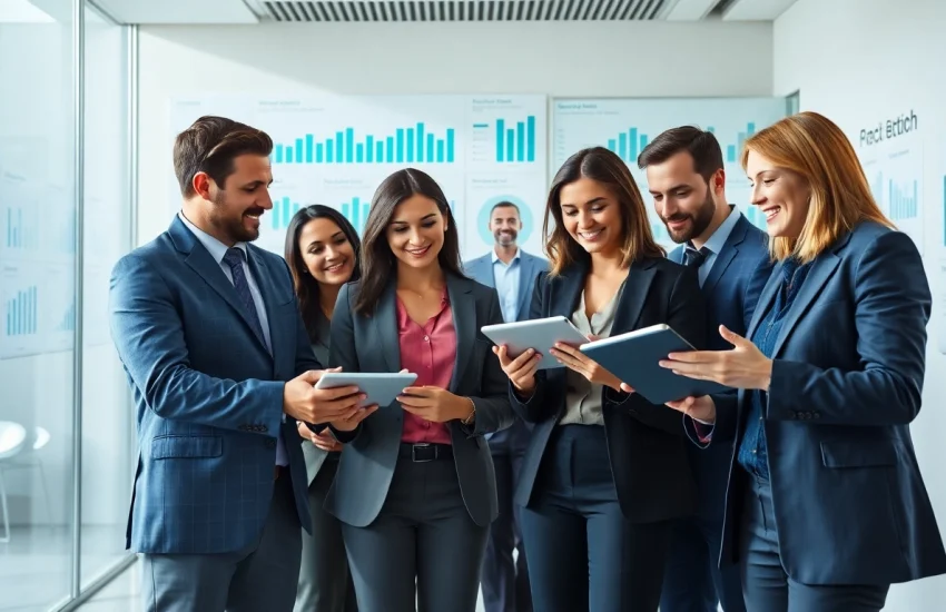 Headhunter Schweiz im modernen Büro, Team arbeitet an Rekrutierungsstrategien.