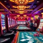Engaging players spin nổ hũ slot machines in a vibrant casino atmosphere.