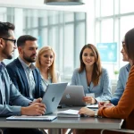 Headhunter IT discussing recruitment strategies in a modern office environment.