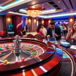 Vibrant QH88 online gambling scene with players engaged in betting on a roulette wheel.