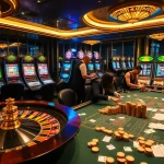 Experience the thrilling gameplay at BL555 with a vibrant casino scene showcasing roulette and poker.
