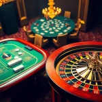 Engaging scene of players online at 88i đăng nhập with casino tables, showing excitement and luxury.