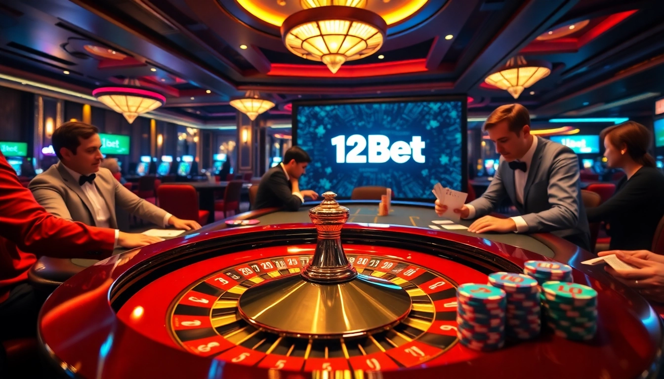 Experience the thrill of high-stakes poker and roulette at 12Bet's luxurious casino scene.