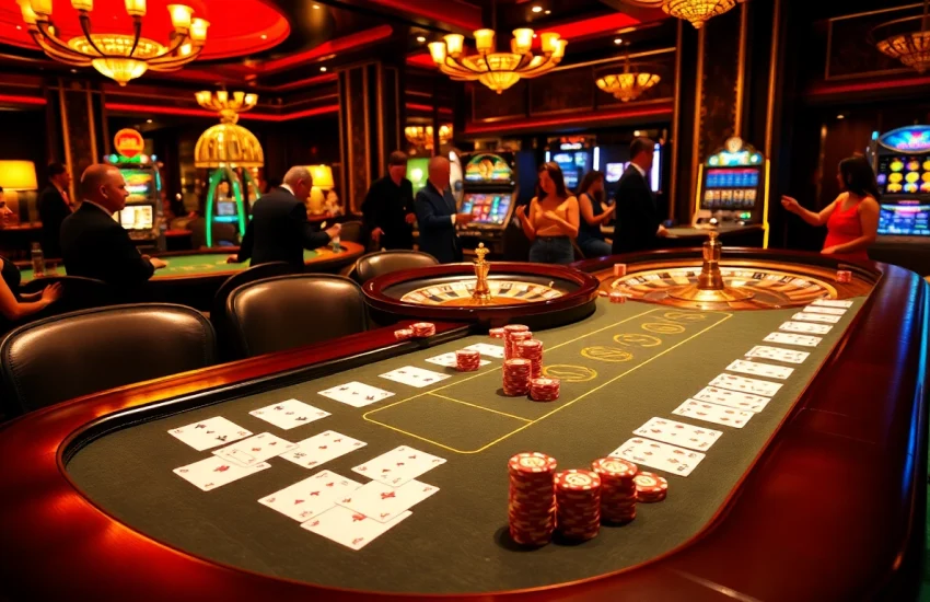 Experience the thrill of gambling at C168.DELIVERY with an exciting casino scene featuring poker tables and roulette.