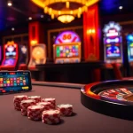 Experience the thrill of 88i đăng nhập with vibrant casino visuals featuring gaming tables and slot machines.
