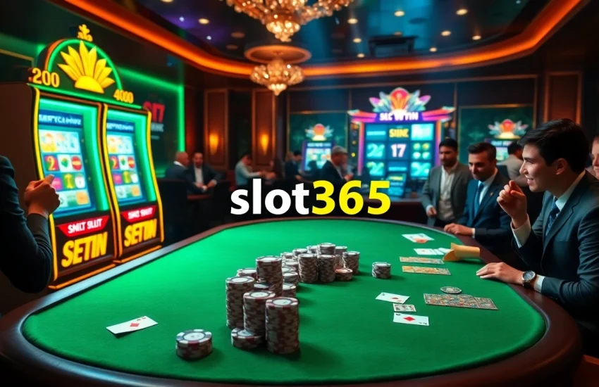 Experience thrilling wins at slot365 with vibrant casino scenes and exciting gameplay.