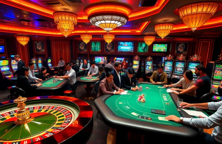 Experience thrilling gaming at Luck8882 casino with vibrant tables and exciting players.