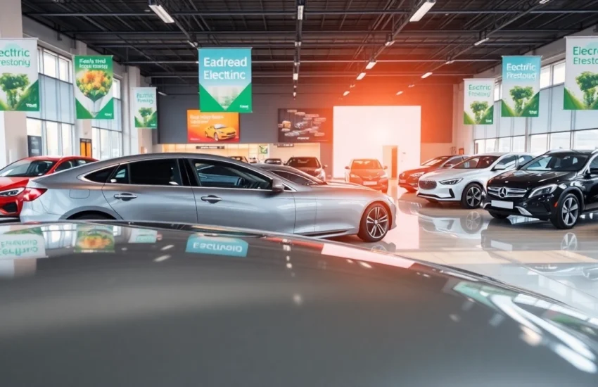 Auto kaufen im modernen Autohaus mit vielfältiger Fahrzeugauswahl und einladendem Ambiente.