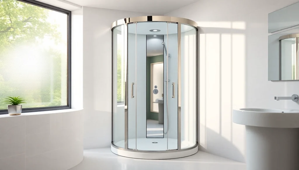 Duschkabine 90x90 in modernem Badezimmer mit eleganten Details und natürlichem Licht.