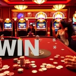 WIN88 players enjoying an exciting casino atmosphere with chips, cards, and roulette.