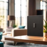 Vielfältige Jung Schalterprogramme in elegantem Interieur mit modernen Lichtschaltern präsentiert