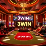 Experience the thrill of winning with 3WIN at a luxurious casino table surrounded by excitement.
