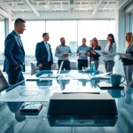 Headhunter Ingenieure in a modern office discussing career opportunities with engineers.