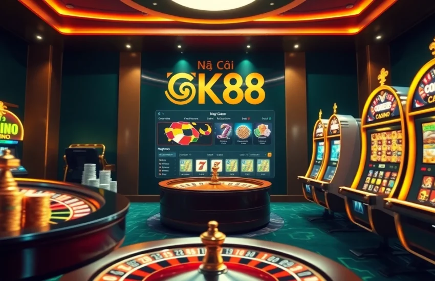 Experience the thrill of online gambling at nhà cái gk88 with vibrant casino elements.
