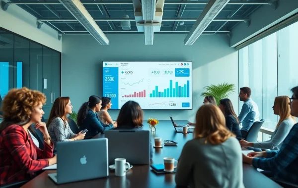 Dynamisches Verkaufsteam, das in einem Büro zusammenarbeitet und das Konzept der Fokus-Seite in modernen Rekrutierungsprozessen repräsentiert.