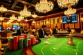 Professional gamblers at a poker table in an upscale setting at https://e2bet-games.org.