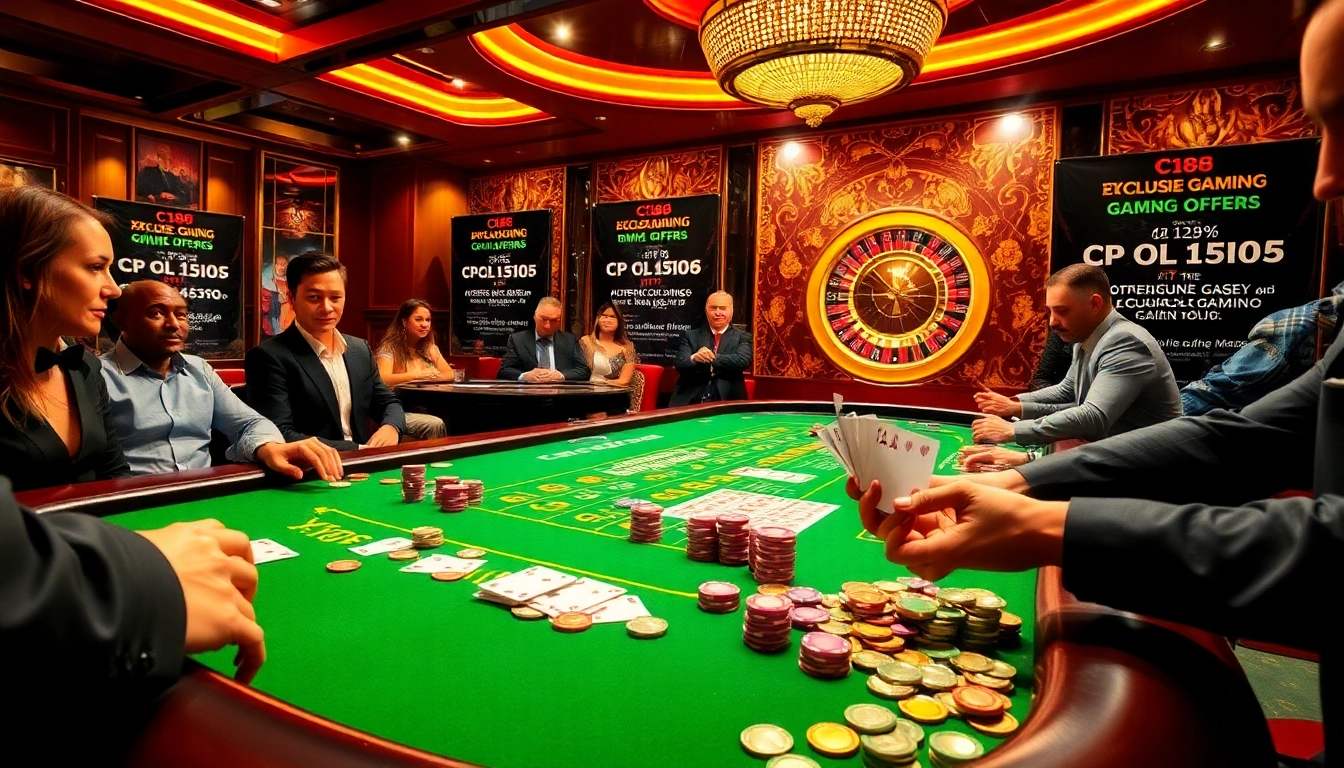 C168 players engaging with vibrant casino games at an upscale gambling table.