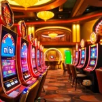 Experience thrilling nổ hũ gameplay amidst vibrant casino visuals and enticing slot machines.