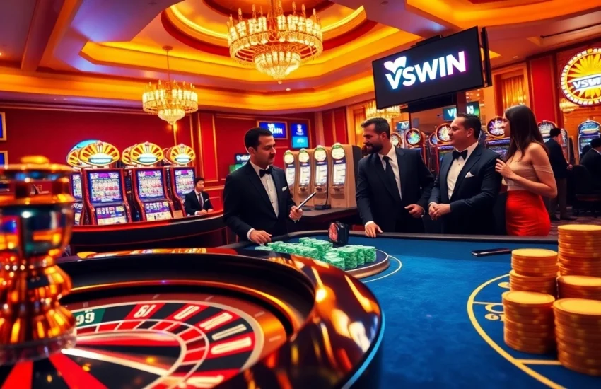 VSWIN players engaged in thrilling roulette action at an upscale casino.