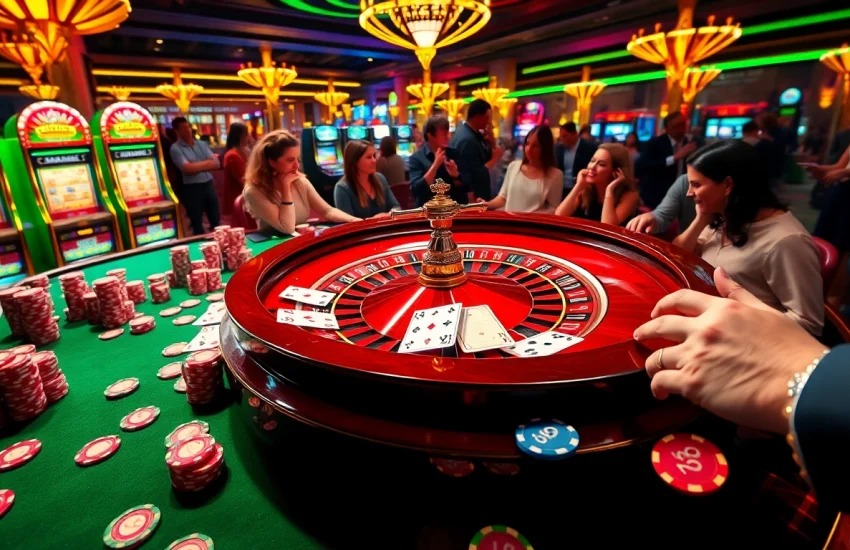 Experience the thrill of winning at F168's vibrant casino table with poker chips and cards.
