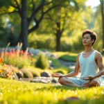 Enhance emotional wellbeing through mindfulness practice in a serene garden setting.