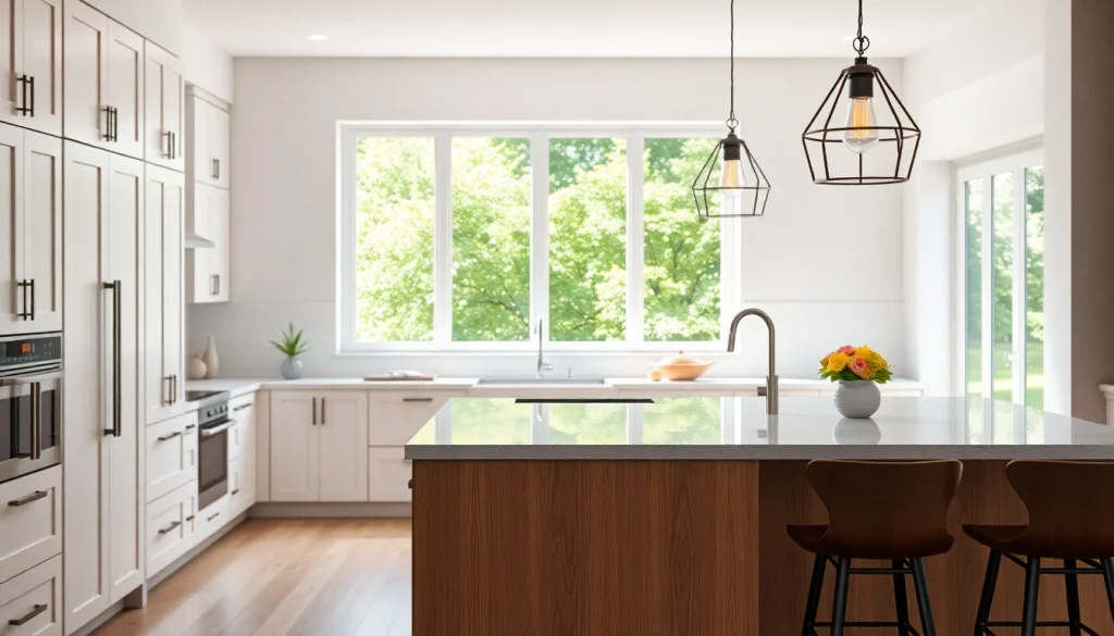 Stunning kitchen remodeling featuring modern design, open space, and natural light.