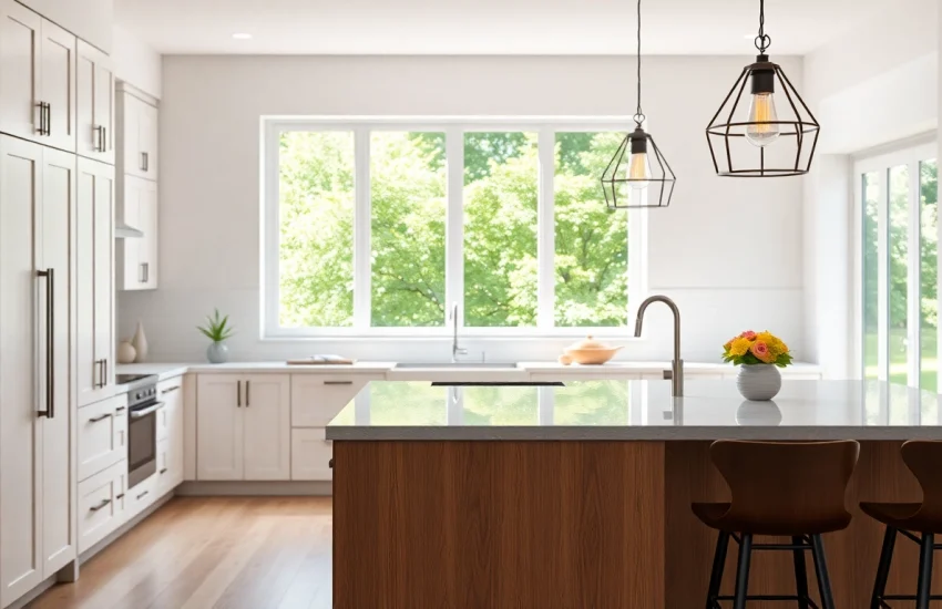 Stunning kitchen remodeling featuring modern design, open space, and natural light.