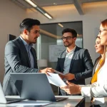 Headhunter Ingenieure engaged in a professional recruitment discussion in an office setting.