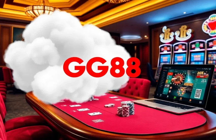 Experience the thrill of GG88 with vibrant poker chips and an elegant poker table.