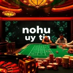 Nohu uy tín - Engaging casino scene with poker table, roulette wheel, and high-stakes atmosphere.
