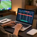 TOPBET sports betting action on a laptop, showcasing live game odds and excitement.