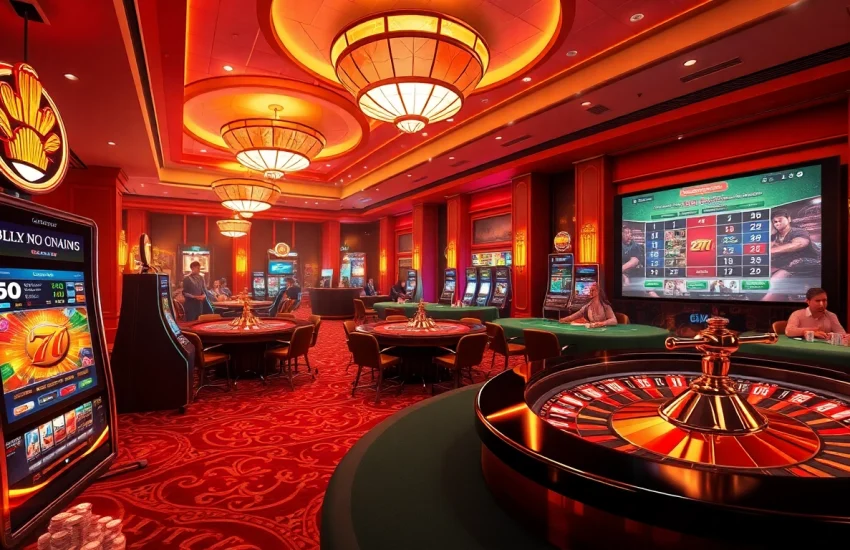 Experience the thrill of gambling at https://8xx.network/ with dynamic casino visuals featuring poker tables and slot machines.