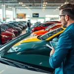 Auto kaufen in einem modernen Autohaus mit freundlichem Verkaufspersonal und zahlreichen Fahrzeugen.