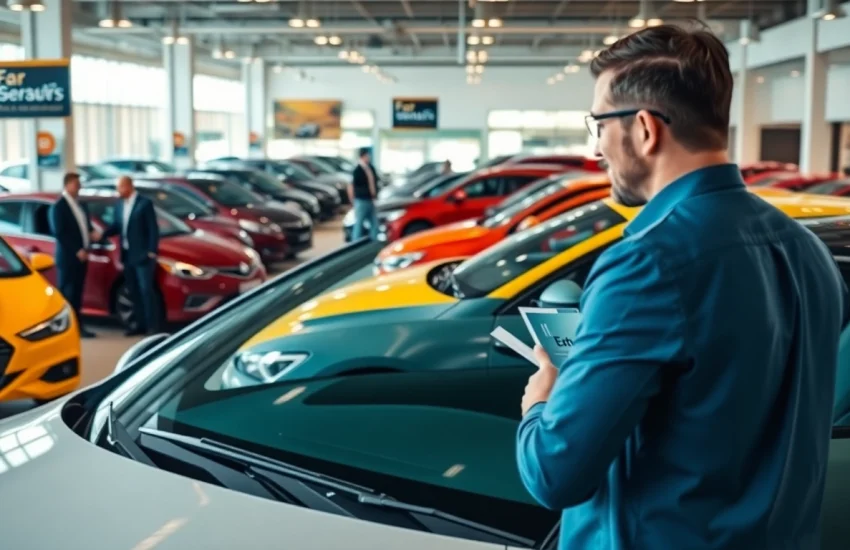 Auto kaufen in einem modernen Autohaus mit freundlichem Verkaufspersonal und zahlreichen Fahrzeugen.