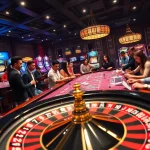 Players enjoying a thrilling game at 789club casino with engaging table games and vibrant slot machines.