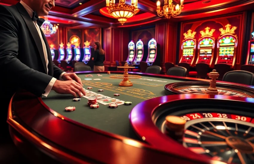 Players engaging in high-stakes poker at 8kbet.com casino table with dazzling lighting.