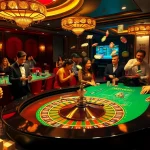Experience the thrill of gaming at MM88 Casino with roulette and lively gamblers.