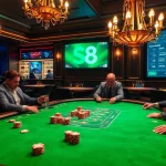 Players engaging at a poker table showcasing Nhà cái S8's thrilling casino atmosphere.