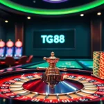 Experience the excitement of casino gaming with TG 88's vibrant roulette table and poker chips.