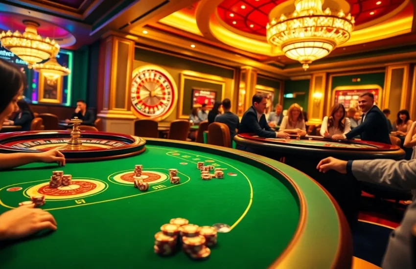 Players enjoying a thrilling game at SV66 casino with vibrant tables and exciting atmosphere.