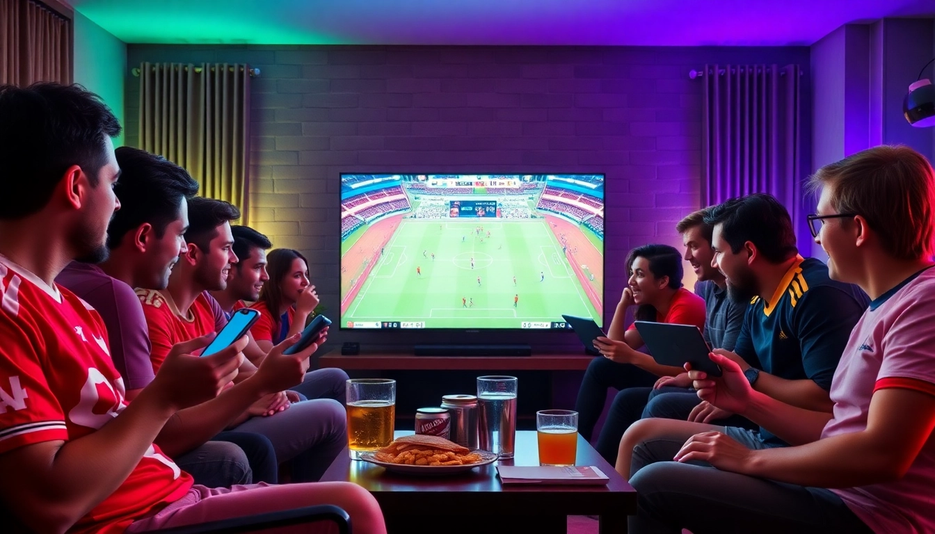 Excited fans enjoying live football streaming on https://okwintv.zone/ with seamless experience.