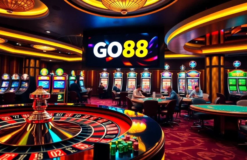 Engaging roulette game at the vibrant casino atmosphere of go888.jp.net, showcasing excitement and professional gaming.