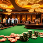 Exciting casino gameplay at okwin with vibrant tables and thrilling roulette wheels.