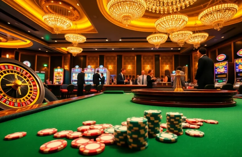 Exciting casino gameplay at okwin with vibrant tables and thrilling roulette wheels.