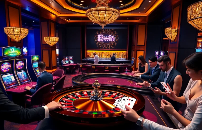 Experience the excitement of winning at 13win casino with vibrant gambling tables and engaging players.