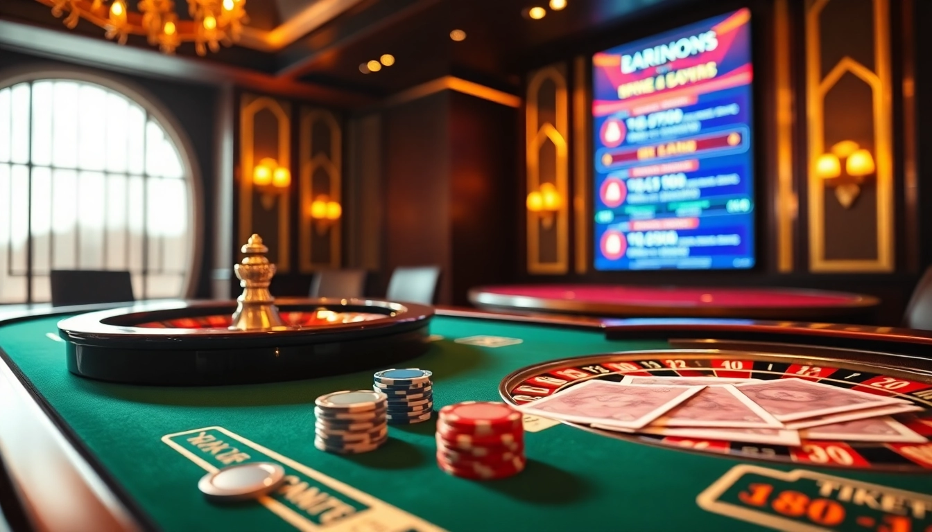 Playing at the NK88 online casino featuring poker chips, roulette, and vibrant promotions.