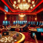 Engaging players enjoying games at https://f8bet.dental/ casino, featuring poker chips and elegant tables.